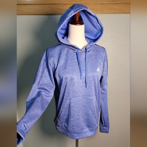 Kids Girls Womans Adidas Blue Purple Performance Hoodie Large Size 16 18 Hooded - Picture 3 of 9